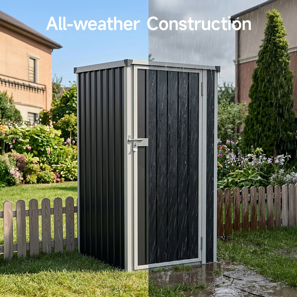 3 x 3 ft Metal Garden Storage Shed with Pent Roof & Single Door