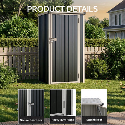 3 x 3 ft Metal Garden Storage Shed with Pent Roof & Single Door