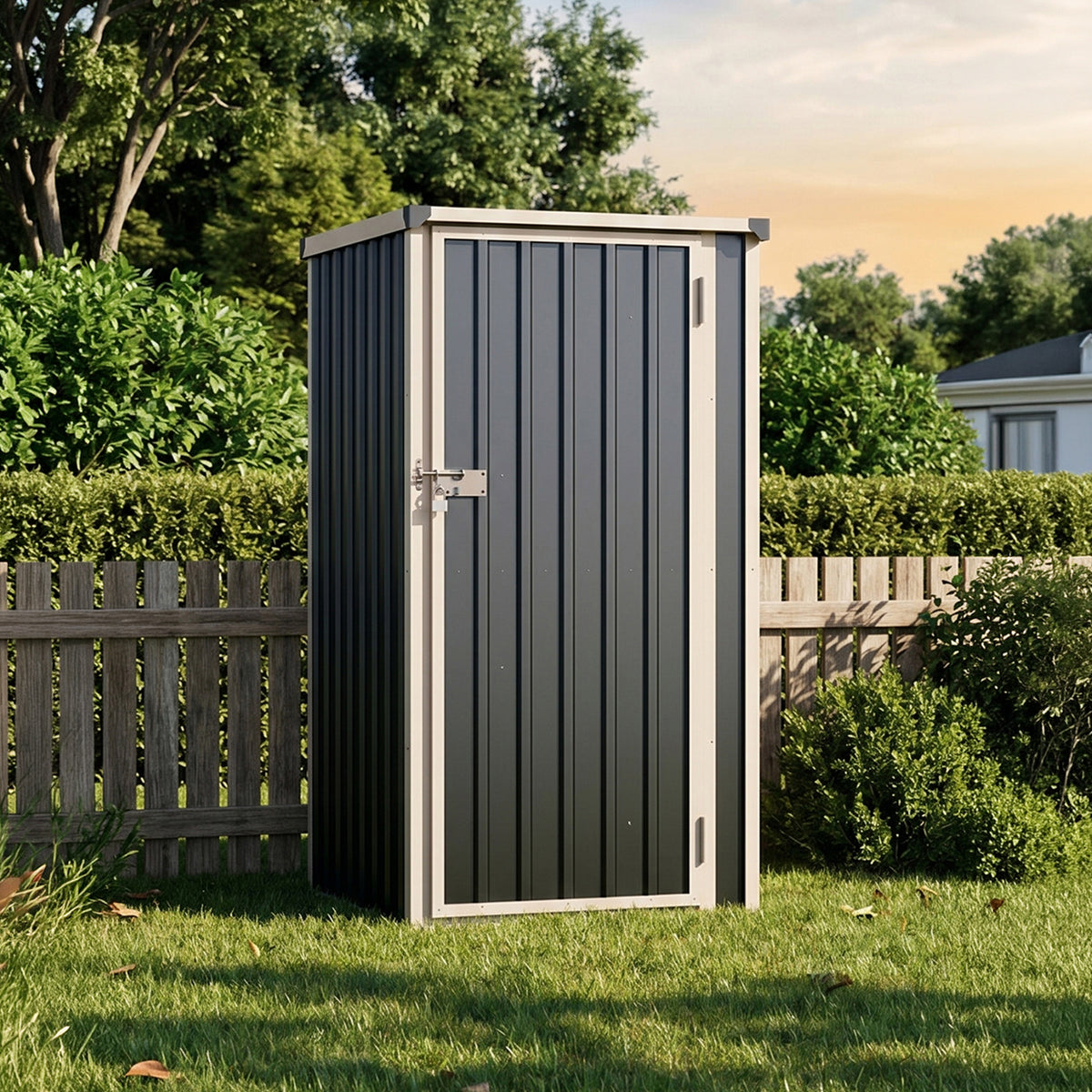 3 x 3 ft Metal Garden Storage Shed with Pent Roof & Single Door