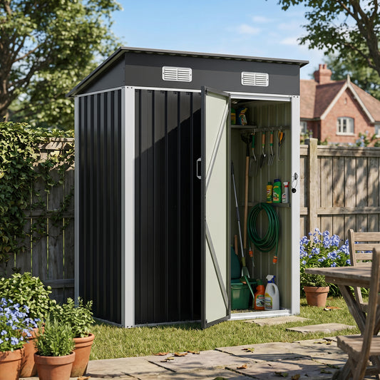 5 x 3FT Metal Garden Storage Shed with Lockable Door