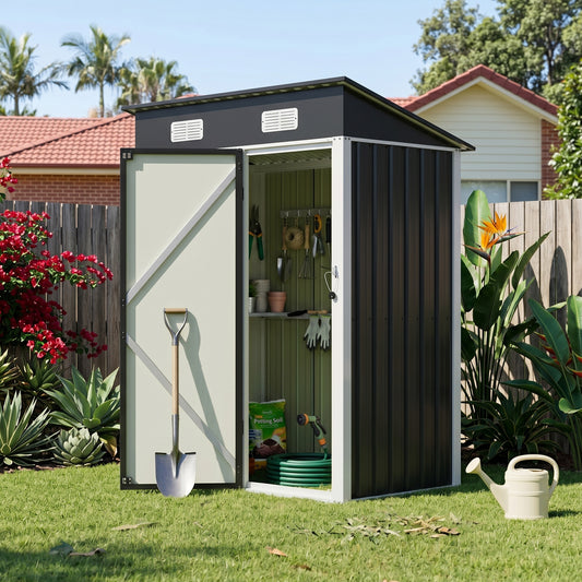 5 x 3FT Metal Garden Storage Shed with Lockable Door