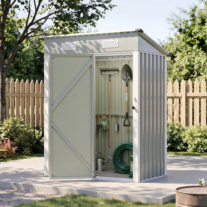 5 x 3 ft Metal Garden Storage Shed with Pent Roof & Lockable Door