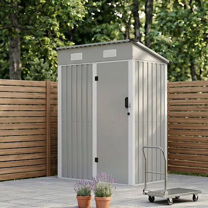 5 x 3 ft Metal Garden Storage Shed with Pent Roof & Lockable Door