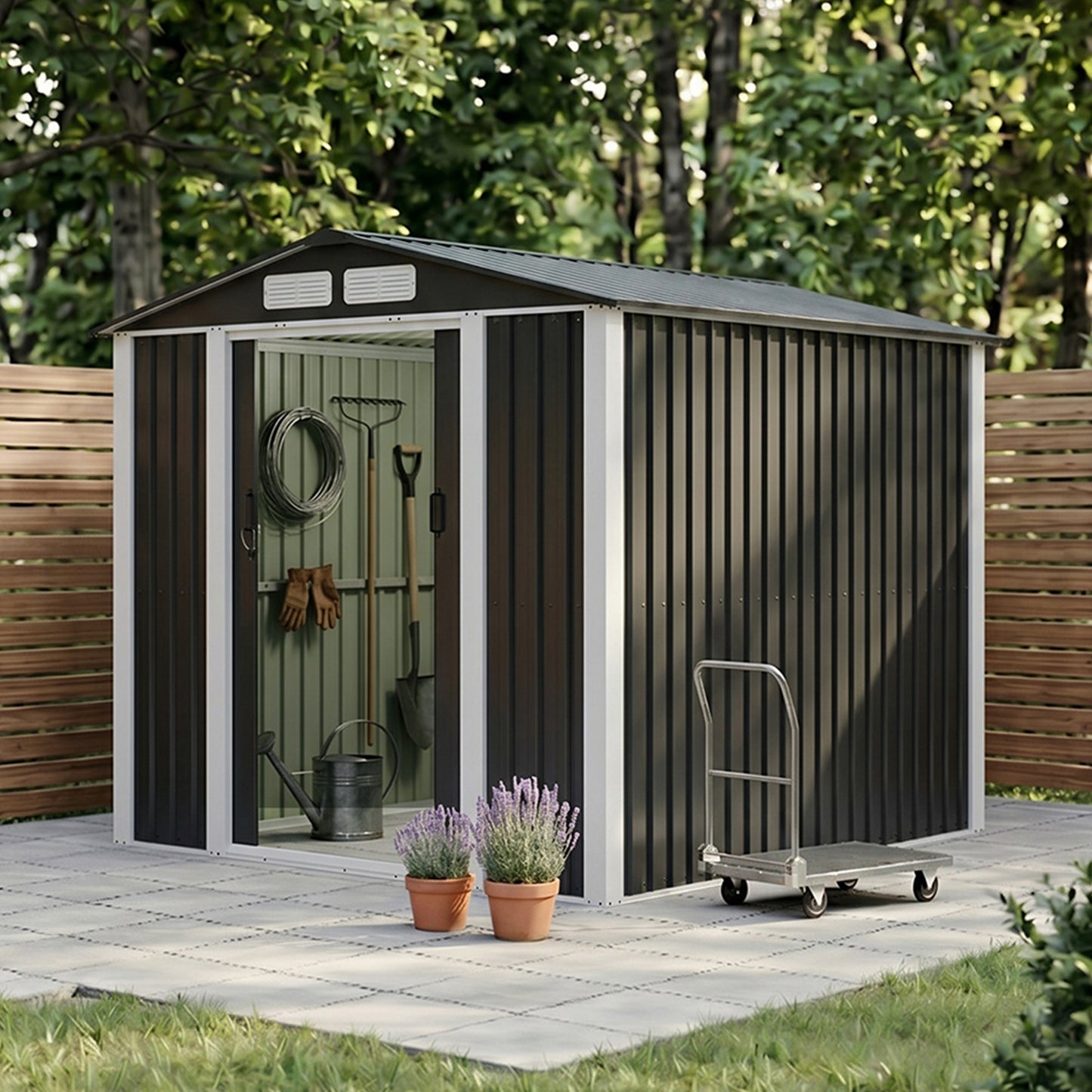 Metal Garden Storage Shed with Lockable Door