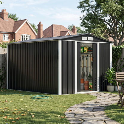 Metal Garden Storage Shed with Lockable Door