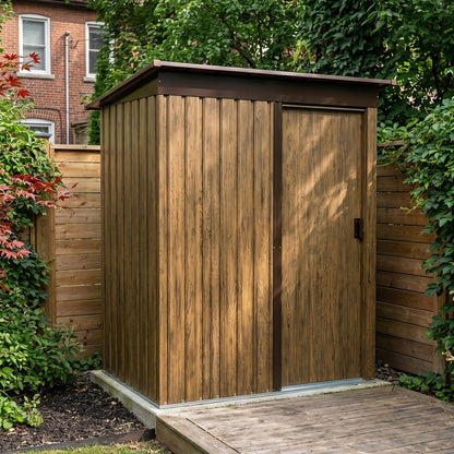 5 x 3 ft Metal Garden Storage Shed with Pent Roof & Lockable Door