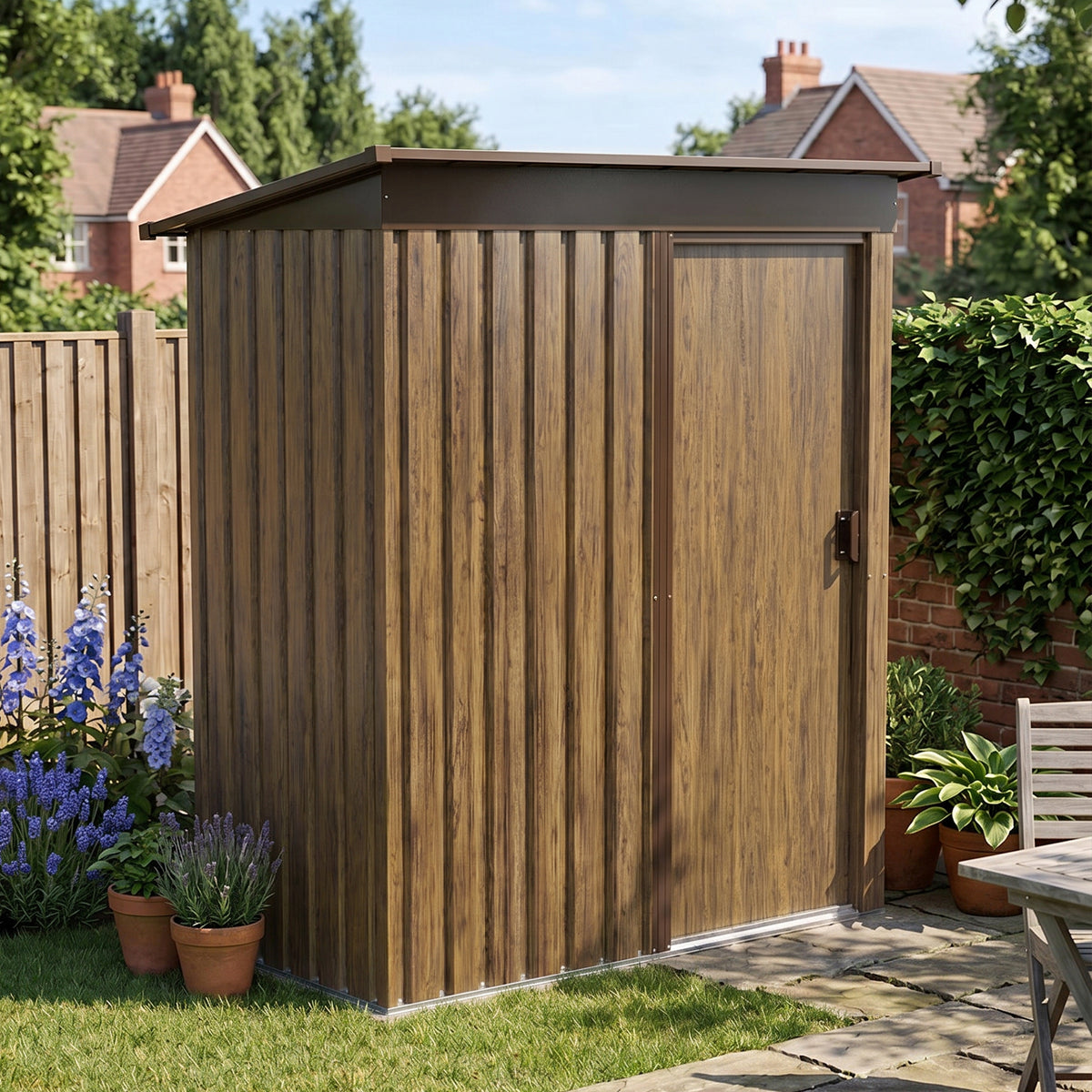 5 x 3 ft Metal Garden Storage Shed with Pent Roof & Lockable Door
