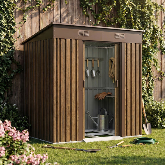 4 x 6FT Metal Pent Roof Garden Tool Shed