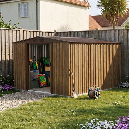 8 x 10 ft Metal Garden Storage Shed with Apex Roof