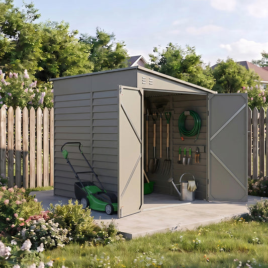 4.6 x 9FT Metal Pent Roof Garden Storage Shed