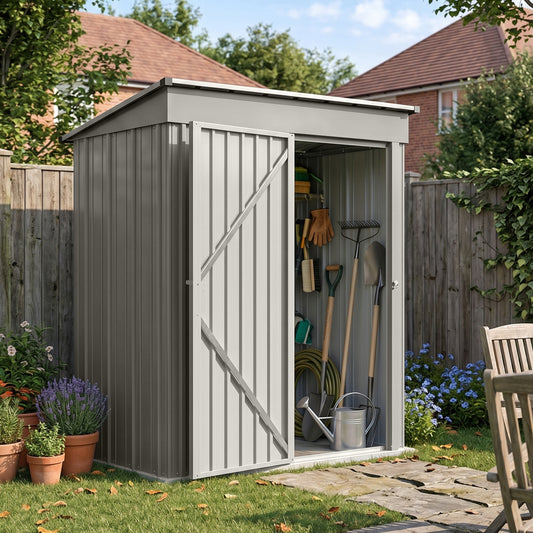 3x5 FT Outdoor Pent Roof Metal Garden Storage Shed