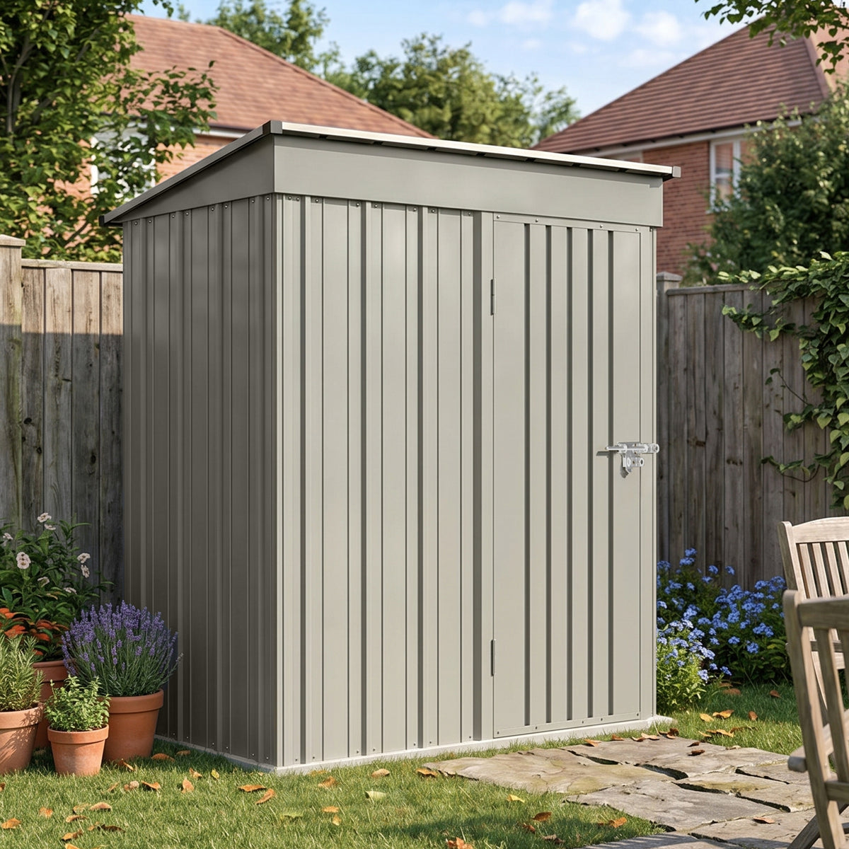 5 x 3 ft Metal Garden Storage Shed with Pent Roof & Padlockable Door