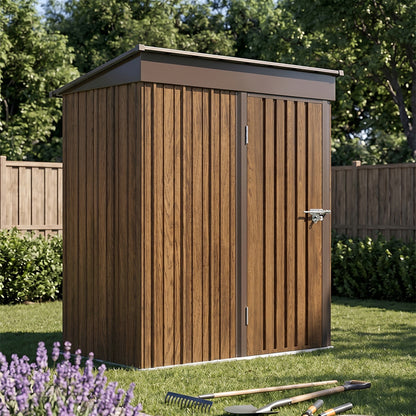 5 x 3 ft Metal Garden Storage Shed with Pent Roof & Padlockable Door