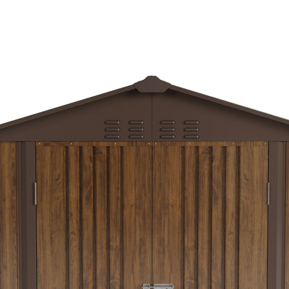 6 x 4 ft Metal Garden Storage Shed with Apex Roof & Lockable Double Doors