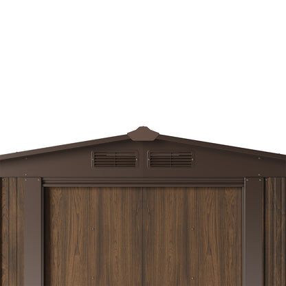 8 x 4 ft Metal Garden Storage Shed with Integrated Log Store & Apex Roof