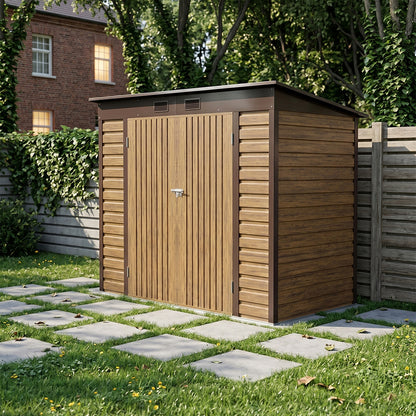 8 x 4 ft Metal Garden Storage Shed with Pent Roof & Padlockable Double Doors