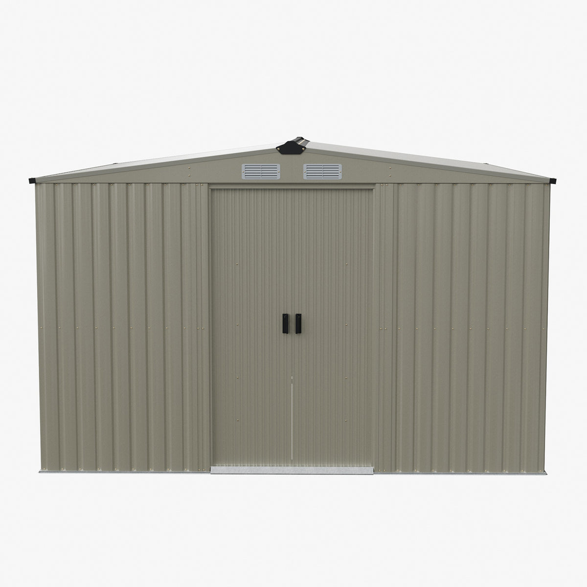 10 x 12 ft Metal Garden Storage Shed with Apex Roof & Double Sliding Doors