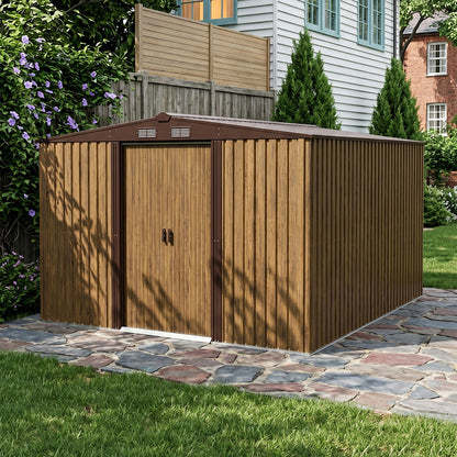 12x10 FT Large Metal Garden Tool Storage Shed