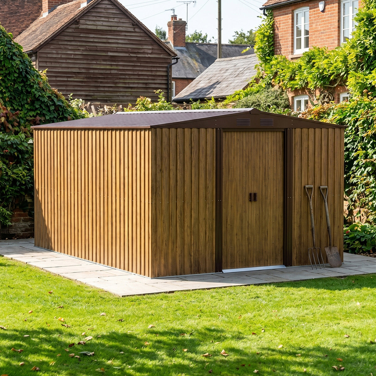 12x10 FT Large Metal Garden Tool Storage Shed