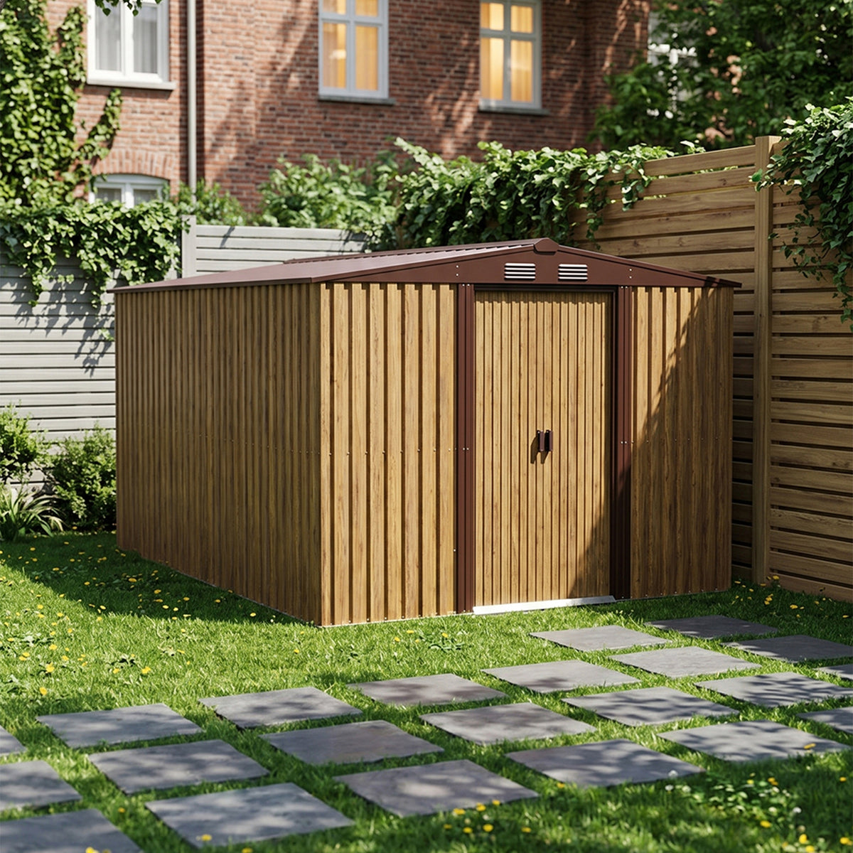 12x10 FT Large Metal Garden Tool Storage Shed