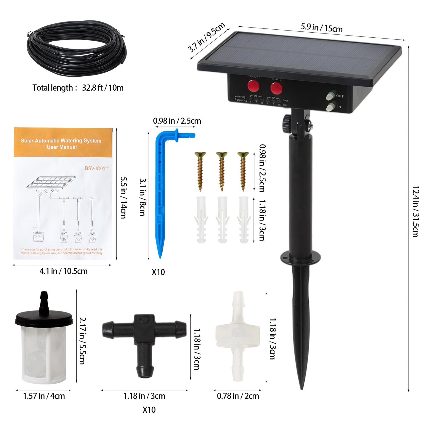 Solar-Powered Garden Automatic Watering System Drip Irrigation Kit