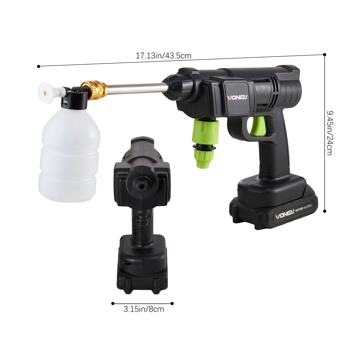 Electric Handheld Pressure Washer Cleaner with 2 Batteries