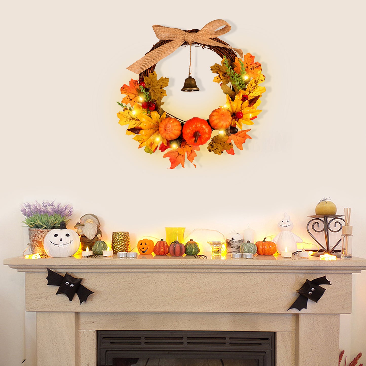 Decorative Wreath with 2m Copper Wire Lights