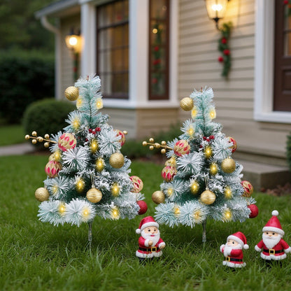 2-Pack Artificial Christmas Trees with Decorations and LED Lights