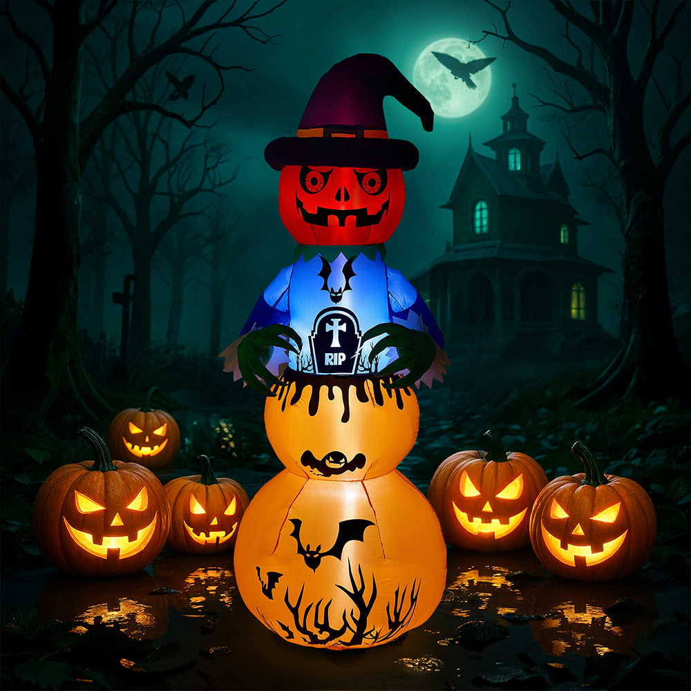 6ft Halloween Inflatable Stacked Pumpkin Ghost Decorations