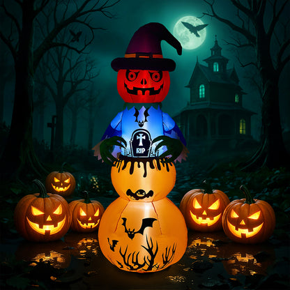 6ft Halloween Inflatable Stacked Pumpkin Ghost Decorations
