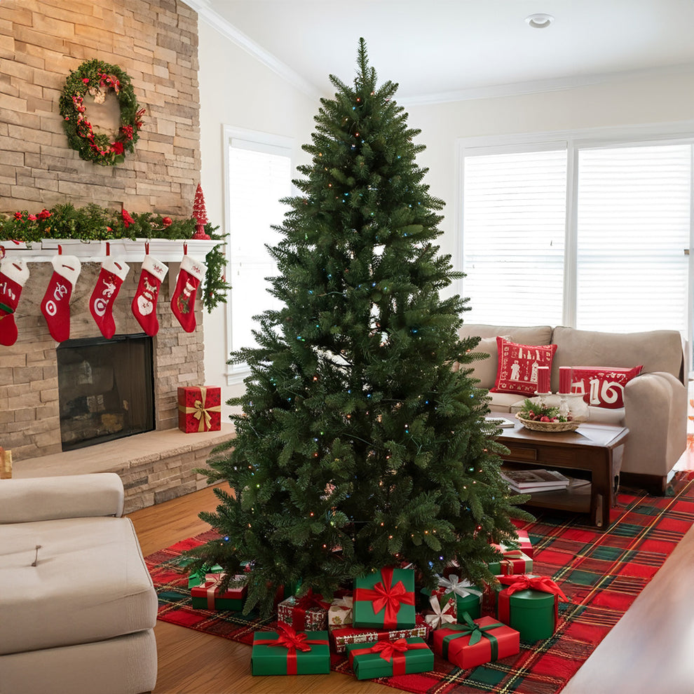 4FT/1.2M Artificial Christmas Tree with RGB Lights & Wood Stand ...