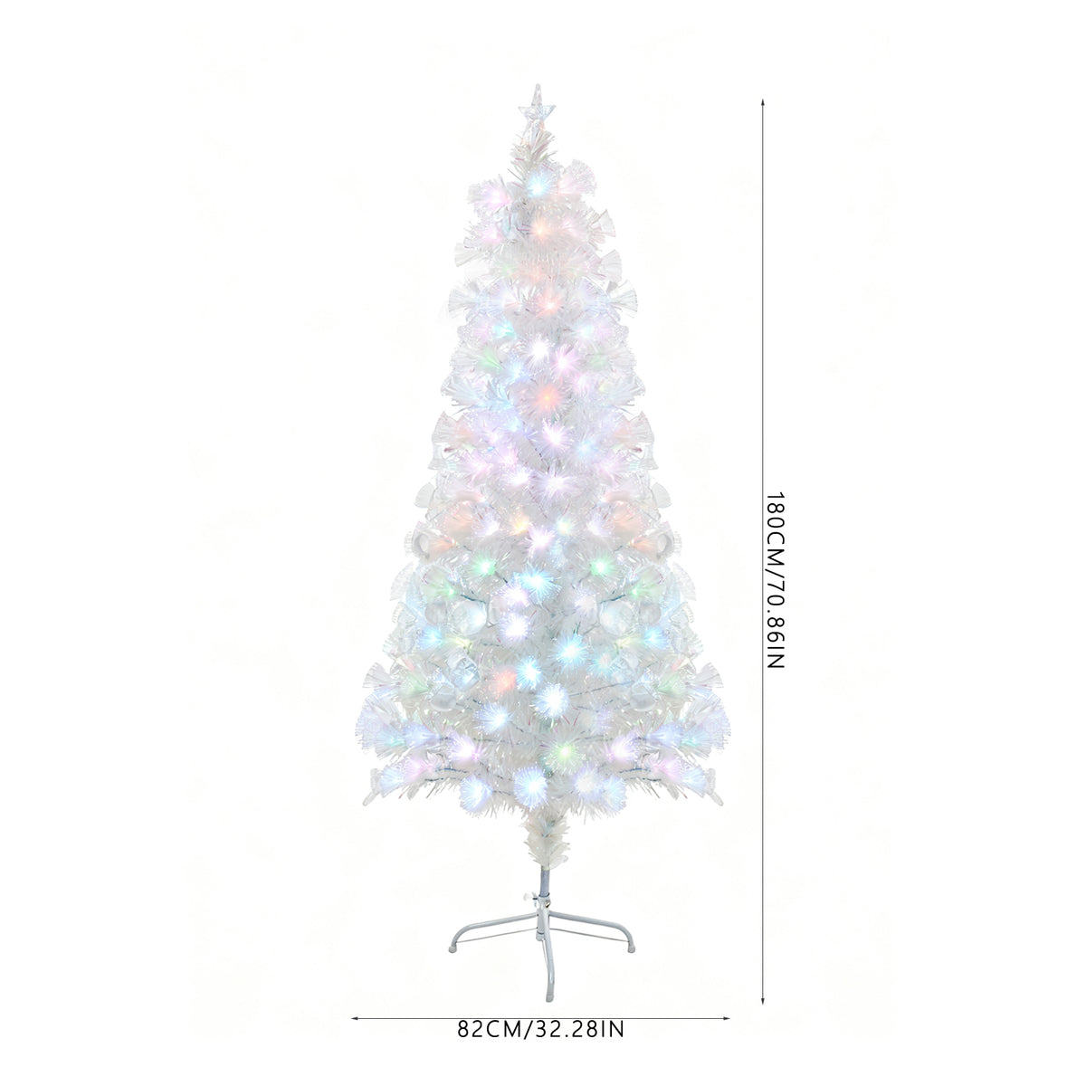 6FT/1.8M Pre-Lit Artificial Christmas Tree with Foldable Metal Stand