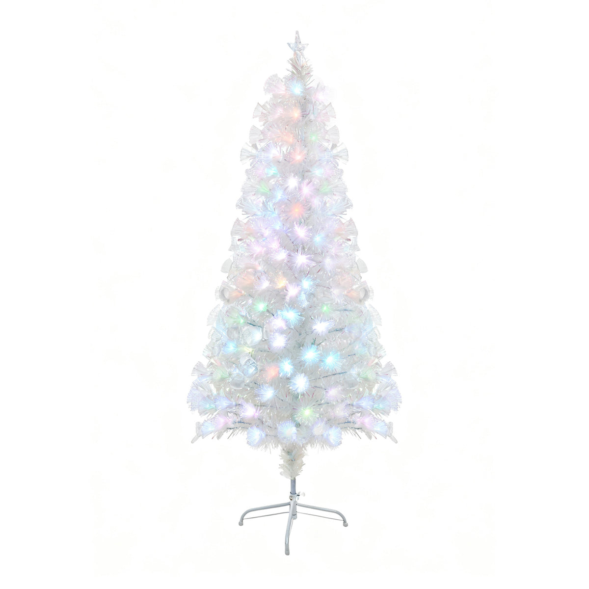 6FT/1.8M Pre-Lit Artificial Christmas Tree with Foldable Metal Stand