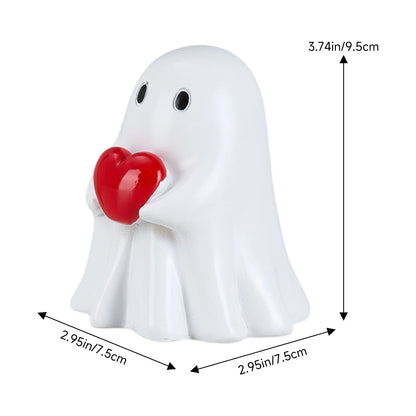 Funny Halloween Ghost Holding Heart Statue Ornament