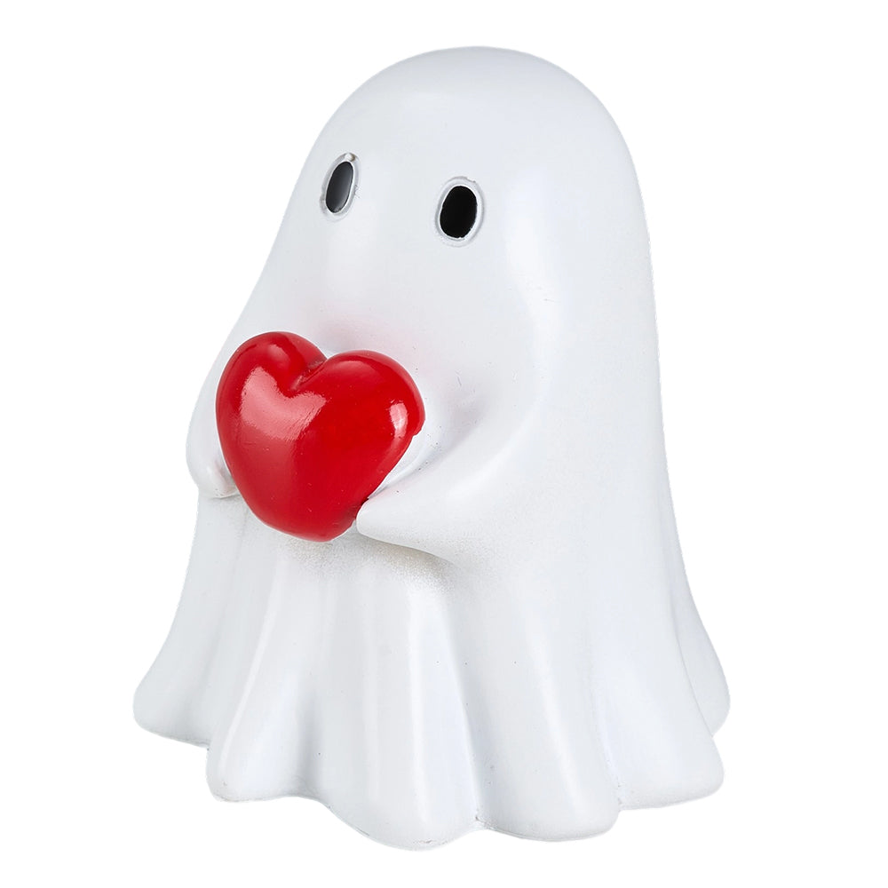 Funny Halloween Ghost Holding Heart Statue Ornament