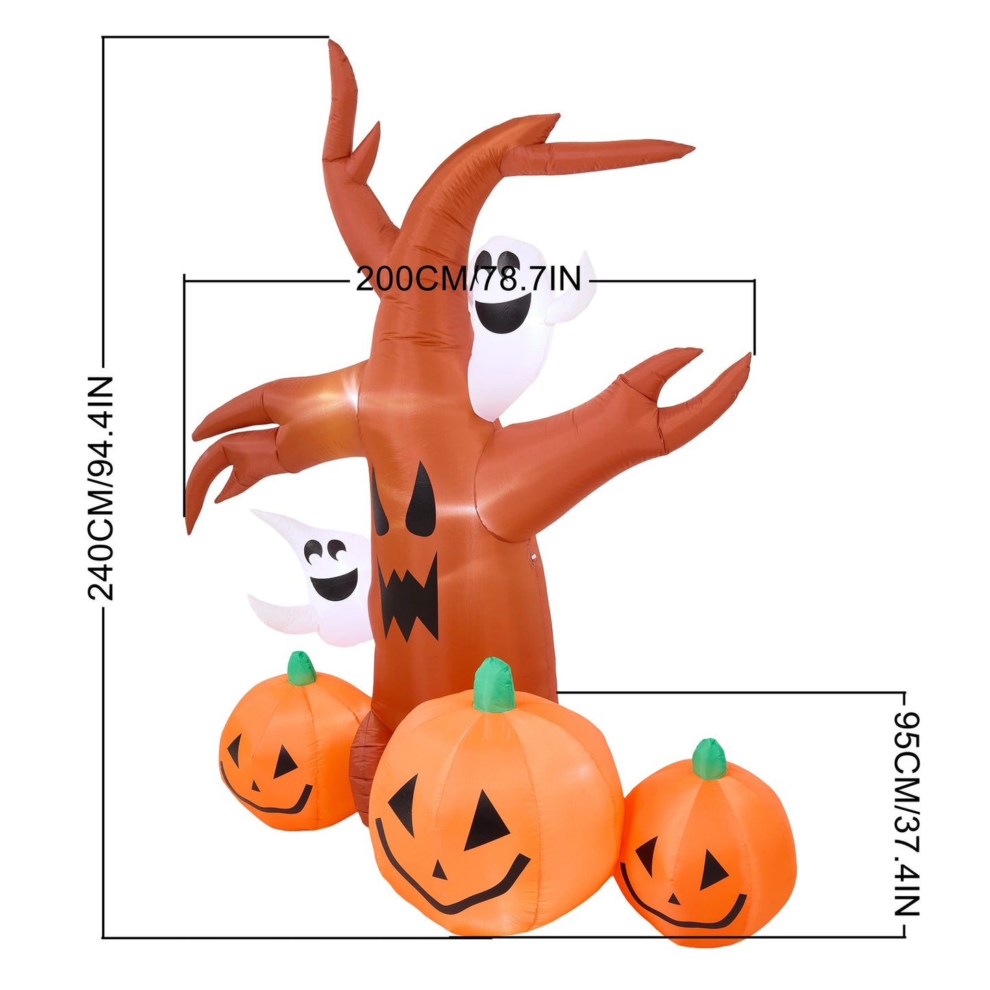 7 FT Halloween Inflatable Dead Tree with Ghosts and Pumpkins