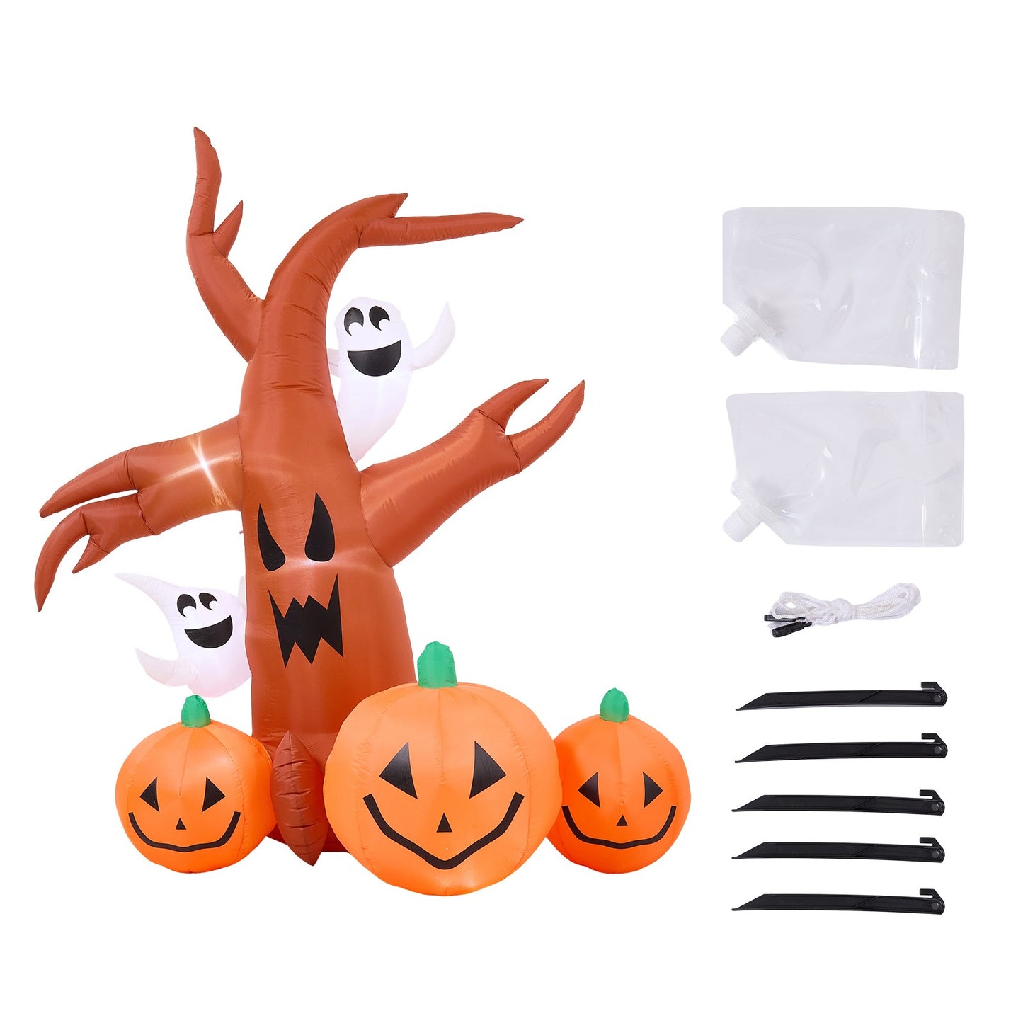 7 FT Halloween Inflatable Dead Tree with Ghosts and Pumpkins