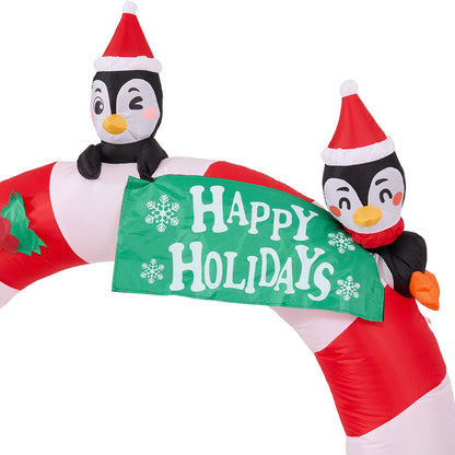 Christmas Candy Arch Inflatable with LED Lights & Festive Characters