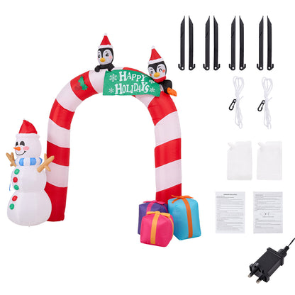 Christmas Candy Arch Inflatable with LED Lights & Festive Characters