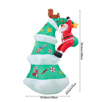 3m Christmas Tree Inflatable with Climbing Santa & LED Lights