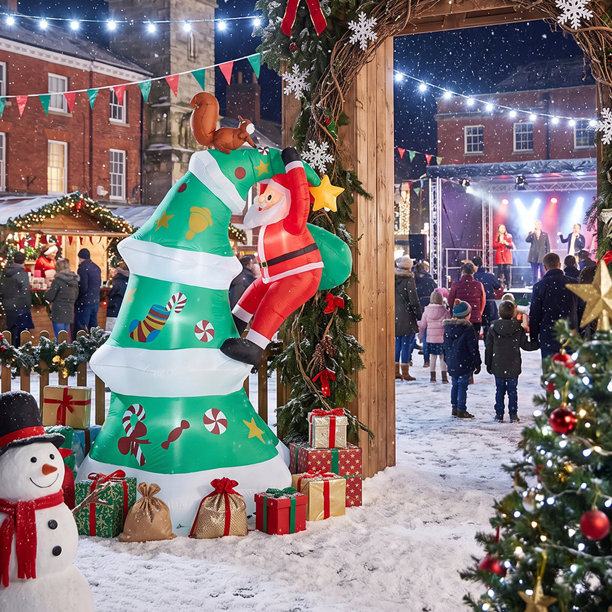 3m Christmas Tree Inflatable with Climbing Santa & LED Lights