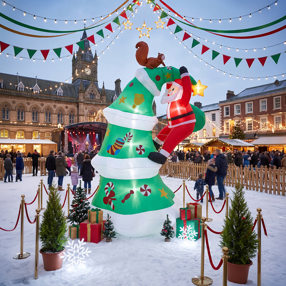 3m Christmas Tree Inflatable with Climbing Santa & LED Lights