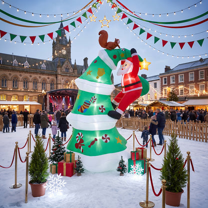 3m Christmas Tree Inflatable with Climbing Santa & LED Lights