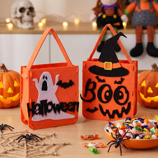 2-Pack Halloween Felt Trick or Treat Bags with Handles