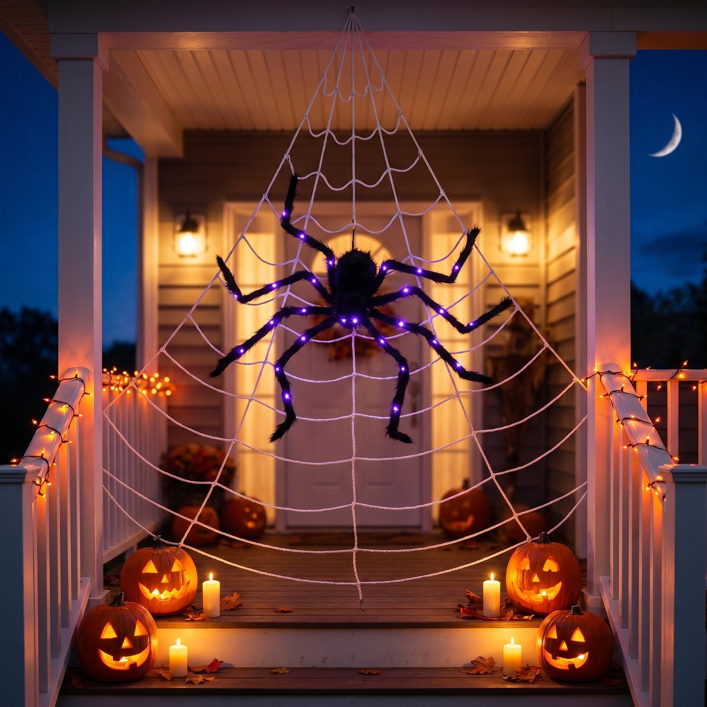 Giant Halloween Spider Decoration with 7m Web