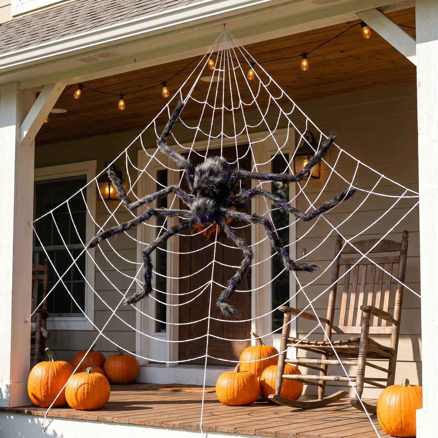Giant Halloween Spider Decoration with 7m Web