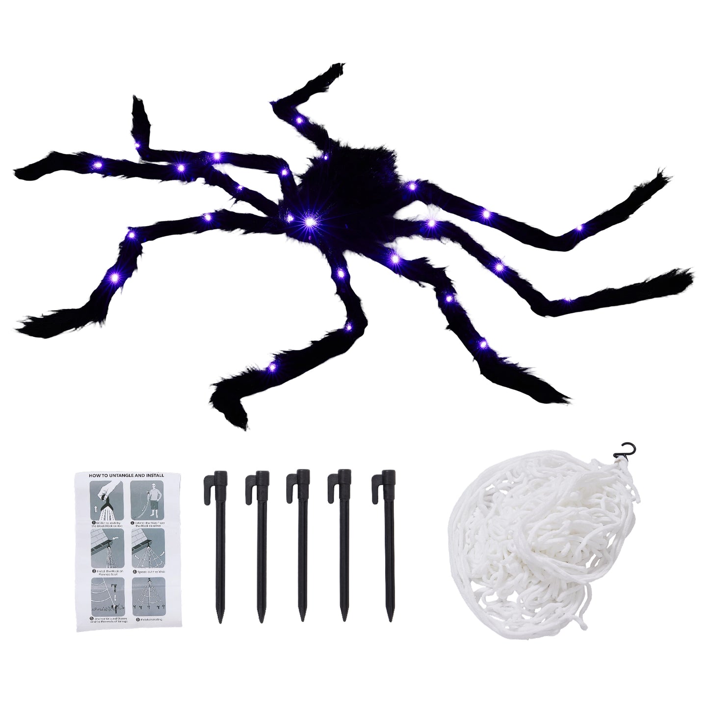 Giant Halloween Spider Decoration with 7m Web