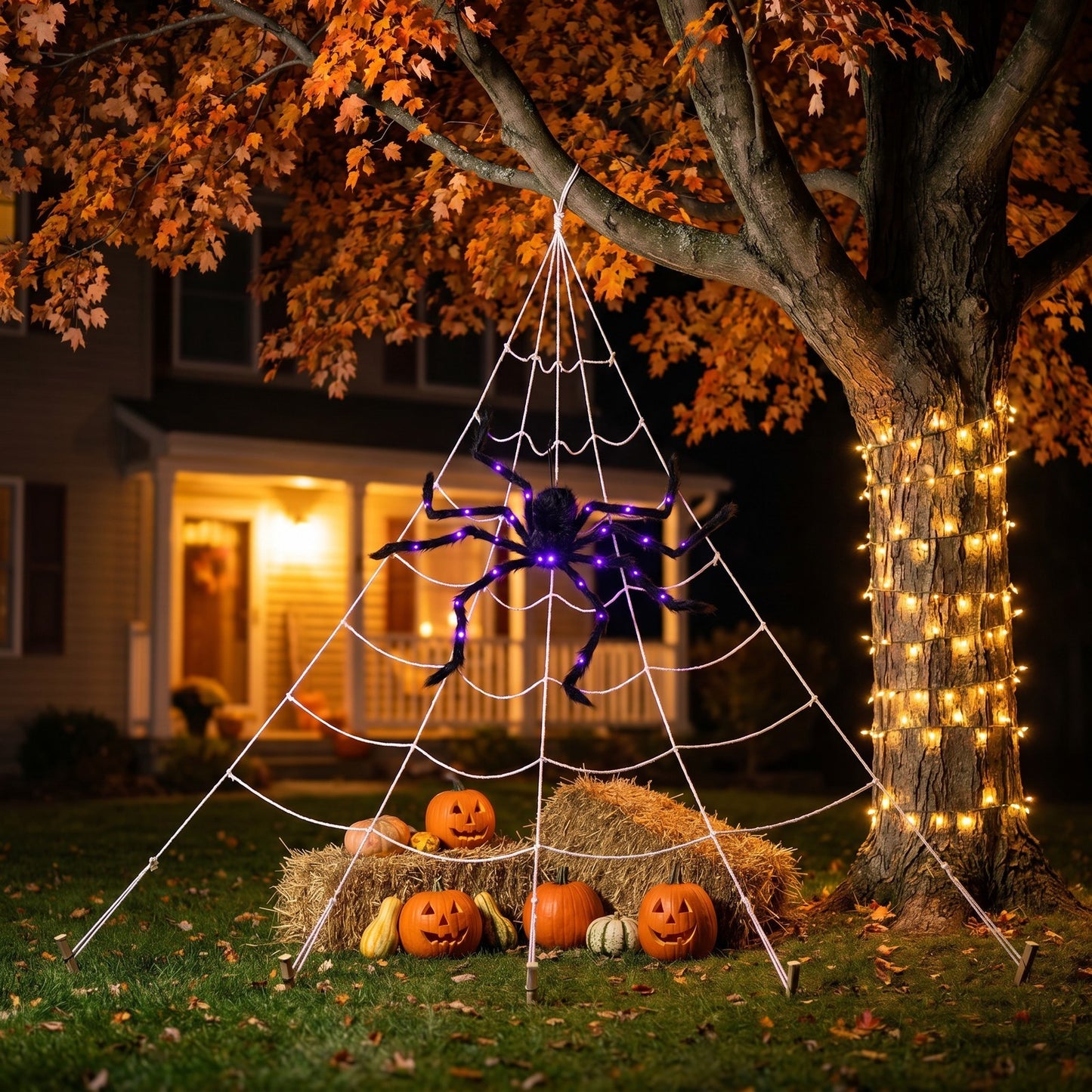 Giant Halloween Spider Decoration with 7m Web