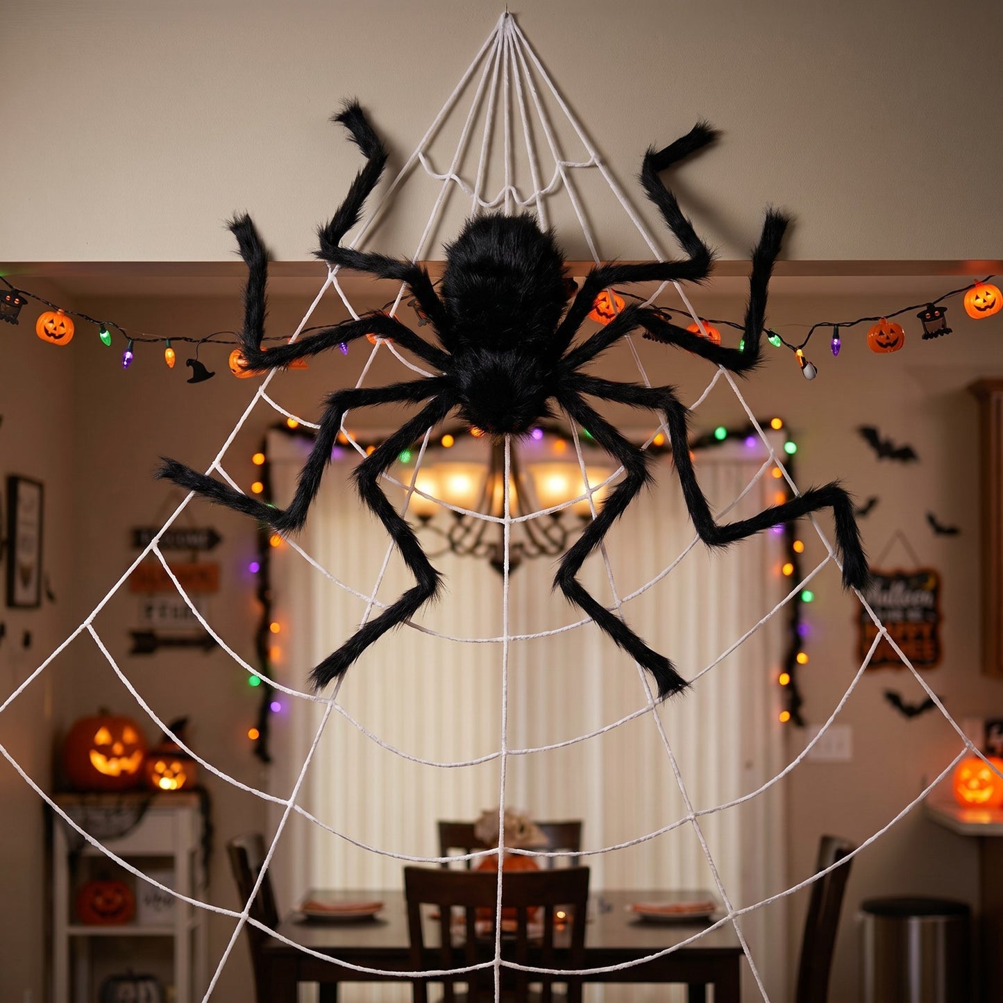 Giant Halloween Spider Decoration with 7m Web