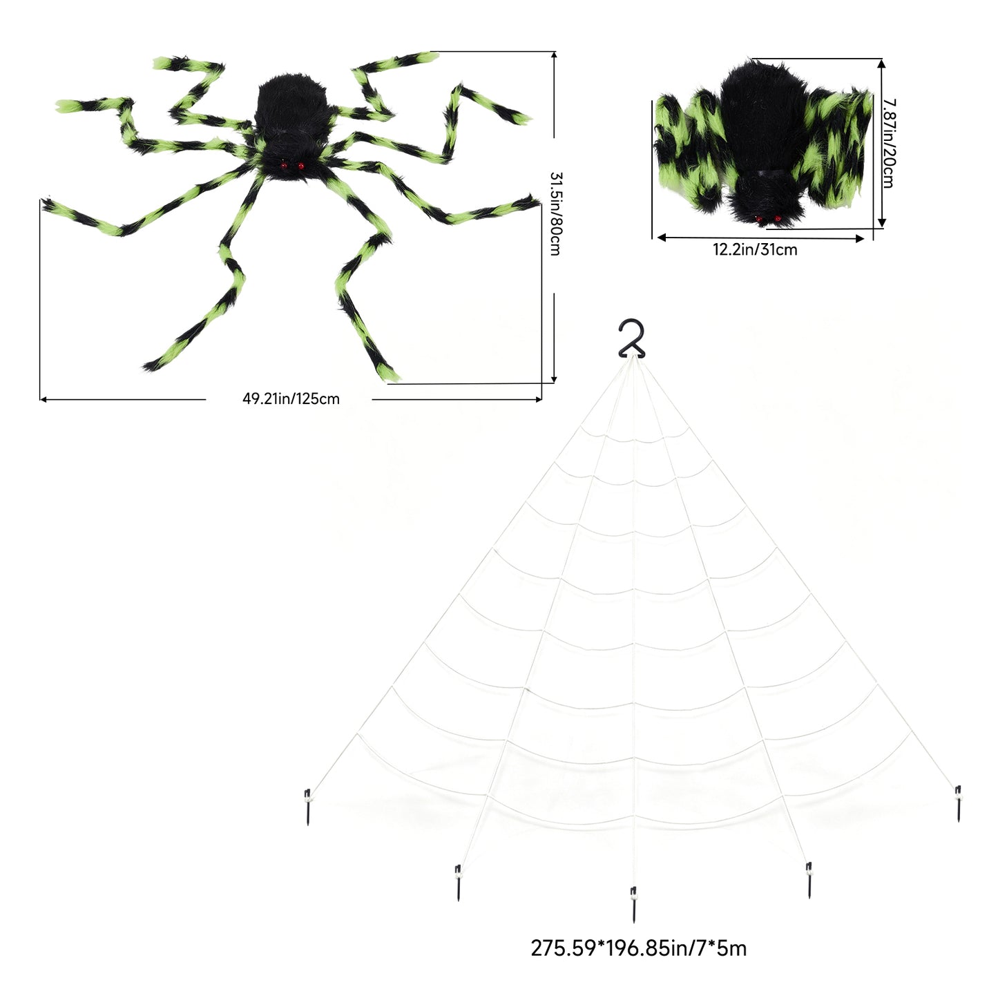 Giant Halloween Spider Decoration with 7m Web